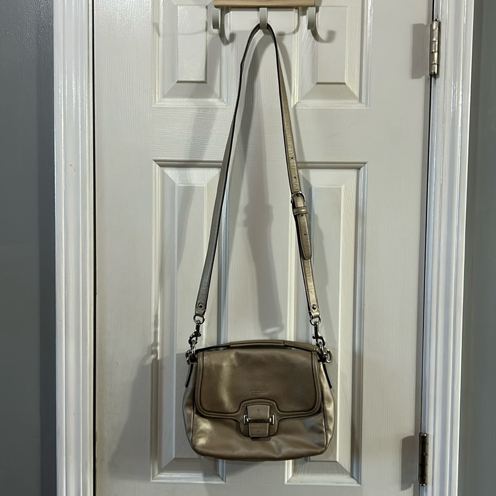 Coach Taylor Leather flap crossbody. Champagne color. Excellent condition.